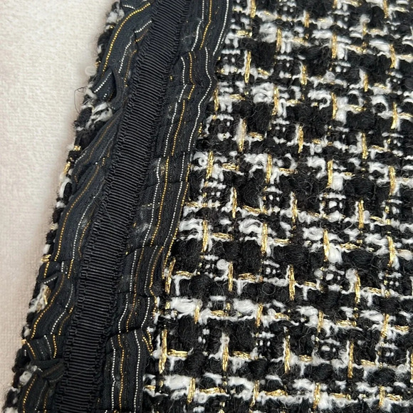 Talbots Tweed Lady Jacket in Black/White/Gold with a Small Ruffle Detail - 2P - Picture 4 of 10